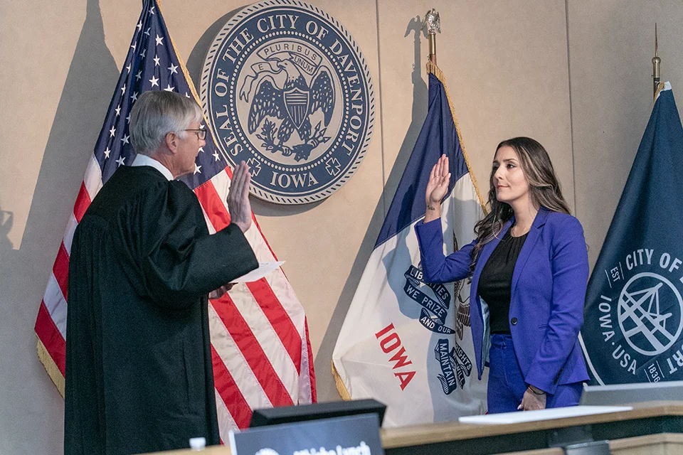 Jazmin Newton was sworn in as Davenport Alderwoman at Large
